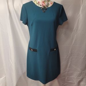 Tommy Hilfger Blue Green Sheath Dress 12